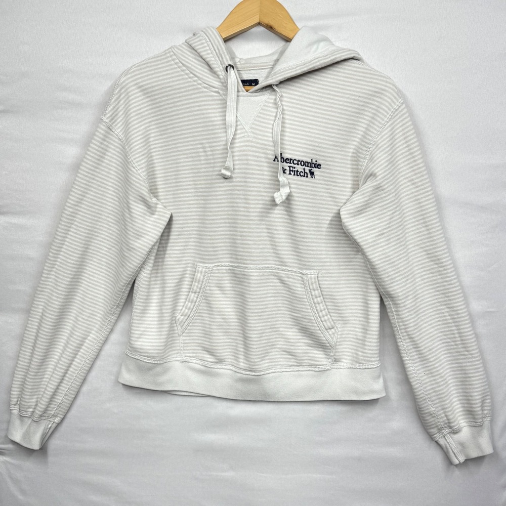 Abercrombie Fitch Striped Hoodie Pullover Casual Athleisure Women's Size M - Picture 3 of 13